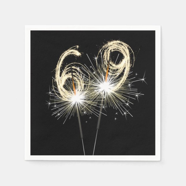 69:e Födelsedagsfestens miniatyrdiagram på svart Pappersservett (Framsidan)