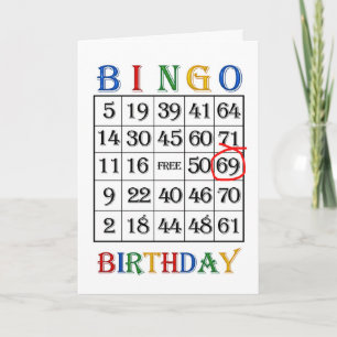69:e födelsedagskortet Bingo Kort