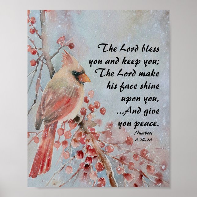 6 24-26 Lord Bless You Red Bird & Berries Poster (Framsidan)