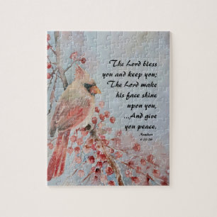 6 24-26 Lord Bless You Red Bird & Berries Pussel