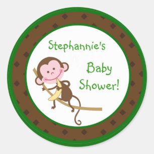 6-3-tums Favoritfästare, monkey Swing Jungle Safar Runt Klistermärke