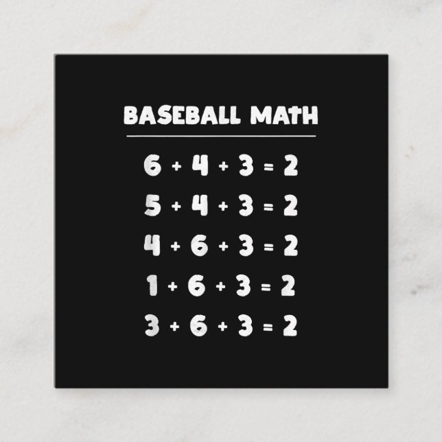 6 4 3 2 Baseball Math - Cute Pay Softball Game Fyrkantigt Visitkort (Framsida)