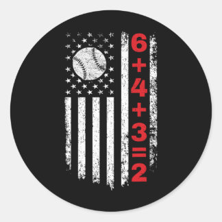 6+4+3=2 Double Play Sell Math Player American Flag Runt Klistermärke