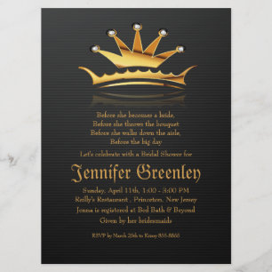 6,5" x 8,75" Guld Royal drottning Krona inbjudan