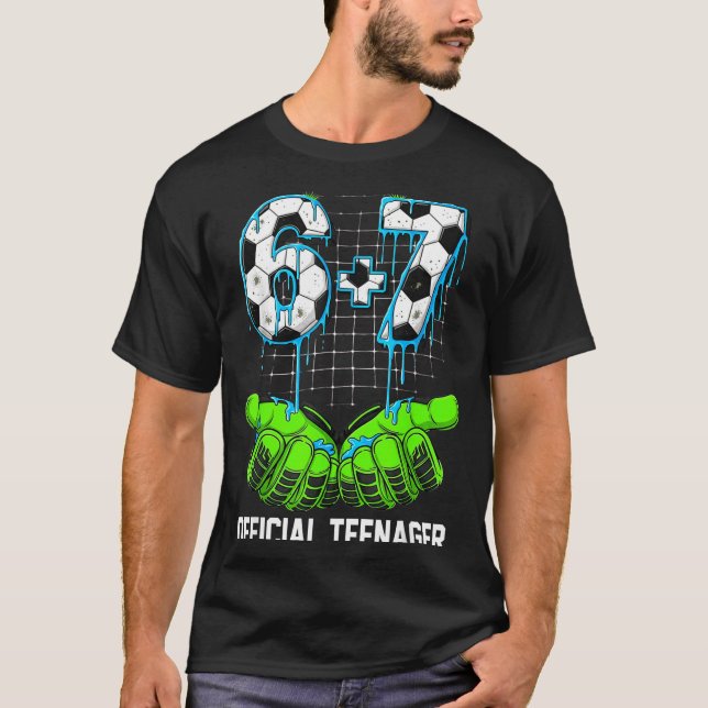 6+7 = 13 År Pojkar Flickor Tonåring 13-års Födelse T Shirt (Framsida)
