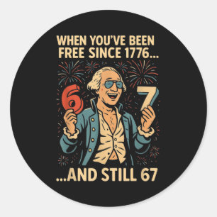 6-7 7-6 George Washington Meme Rolig 67 Design Runt Klistermärke