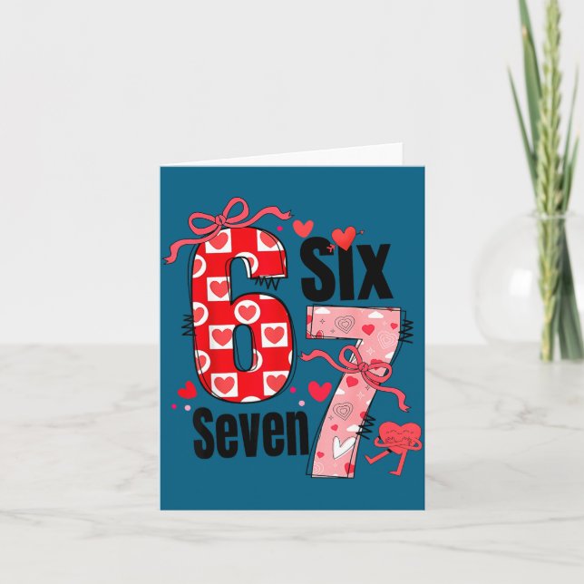 6 7 Alla hjärtans dag Six Seven Meme Coquette Slin Kort (Framsida)