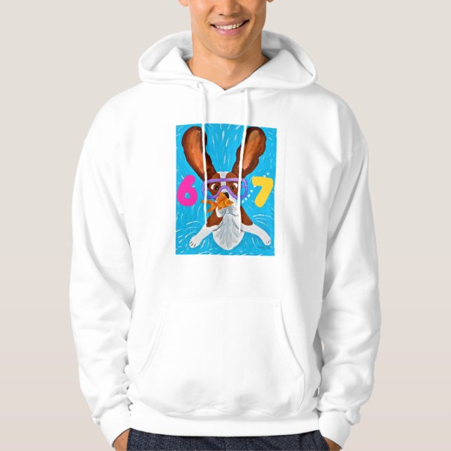 6 7 Basset Hound underwater with fish  Hoodie (Framsida)