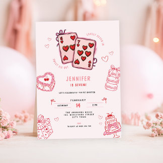 6 7 Birthday for Girls, Pink Six Seven Kids Party  Inbjudningar