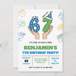 6-7 Birthday Invitation for Boys, Six Seven Meme Inbjudningar