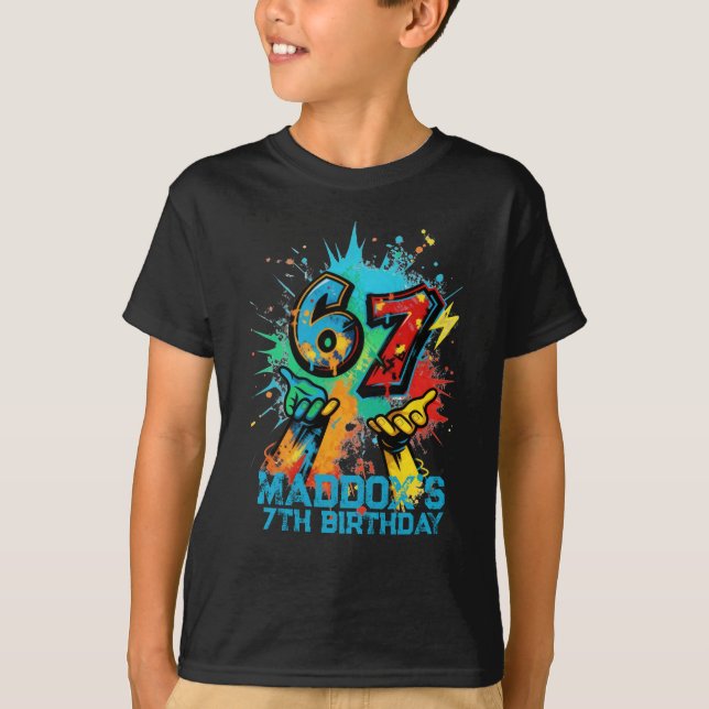 6-7 Birthday T-shirt Six Seven (Framsida)