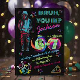 6-7 Bowling Bruh Neon Bowling Birthday Inbjudningar