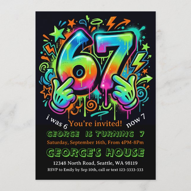 6-7 Boys Birthday Party Invitation Inbjudningar (Framsida)