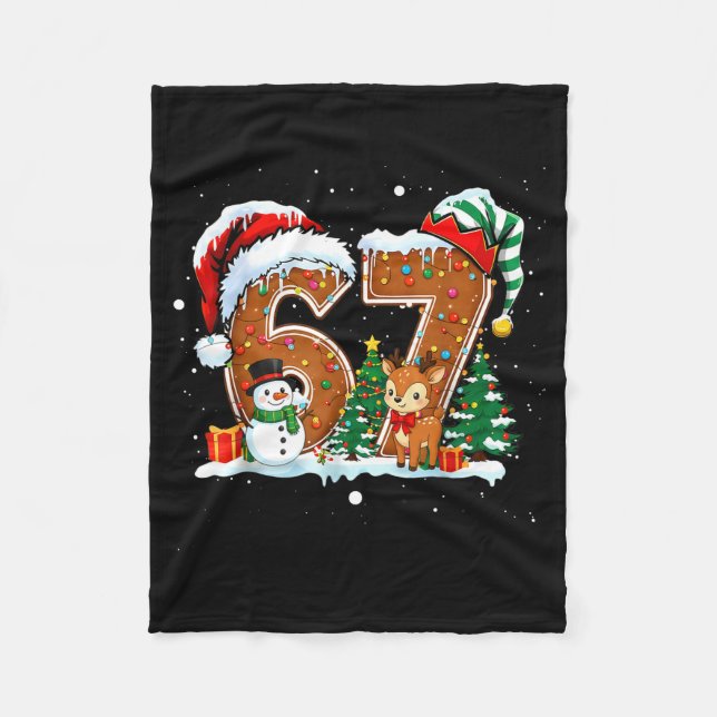 6-7 Christmas Gingerbread Funny Snowman Reindeer 6 Fleecefilt (Framsidan)