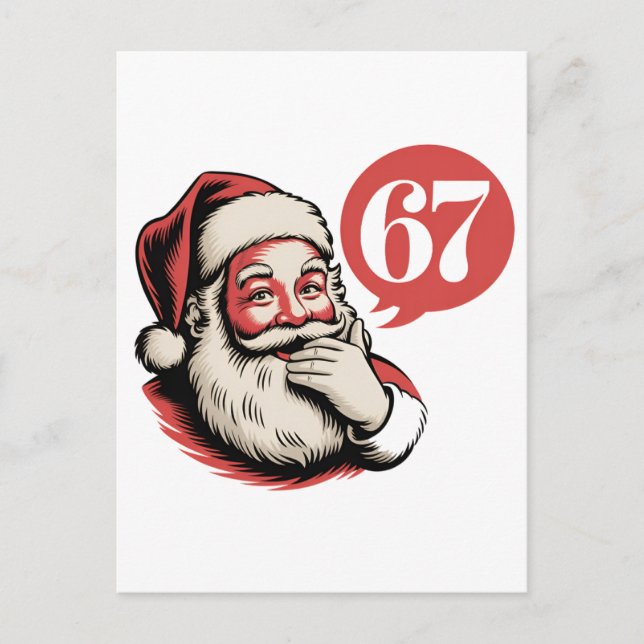 6 7 Christmas Six Seven Brainrot Santa Claus Inbjudan Vykort (Framsida)