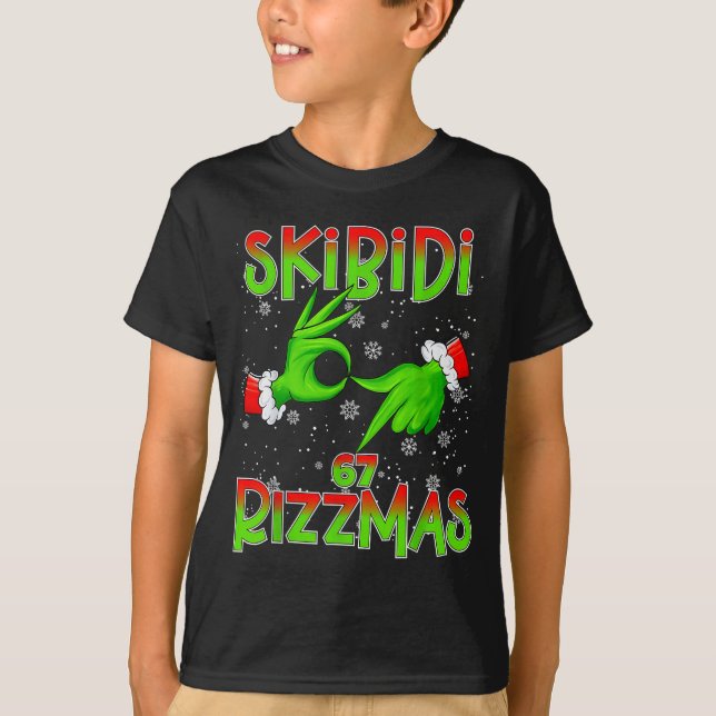 6 7 Christmas Skibidi Rizzmas 67 Meme Gen Alpha Sl T Shirt (Framsida)