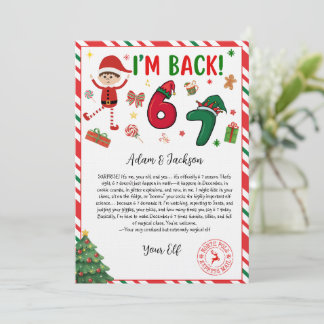 6 7 elf arrival letter - funny elf letter - 67 inbjudningar