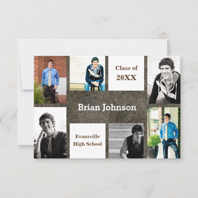 6/7 fotoläder - 3 x 5 Grad-meddelande Inbjudningar (Framsida)