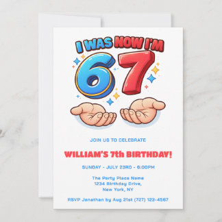 6 7 Funny Meme red & blue kid birthday Inbjudningar