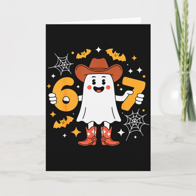 6 7 Halloween Ghost 67 Meme Gen Alpha Six Seven  Kort (Framsida)