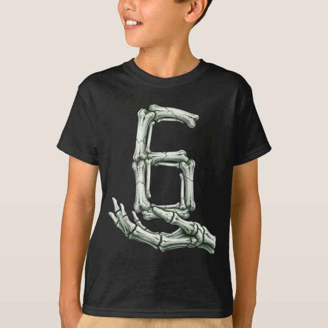 6 7 Halloween Skeleton Funny 67 Meme Gen Alpha Six T Shirt (Framsida)