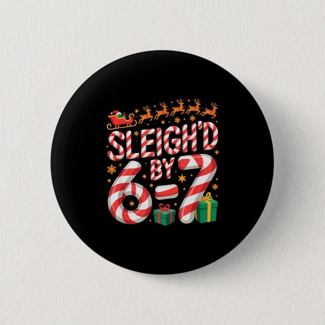 6-7 jul ful jultröja Six Seven Xmas 67 Meme  Knapp (Framsida)
