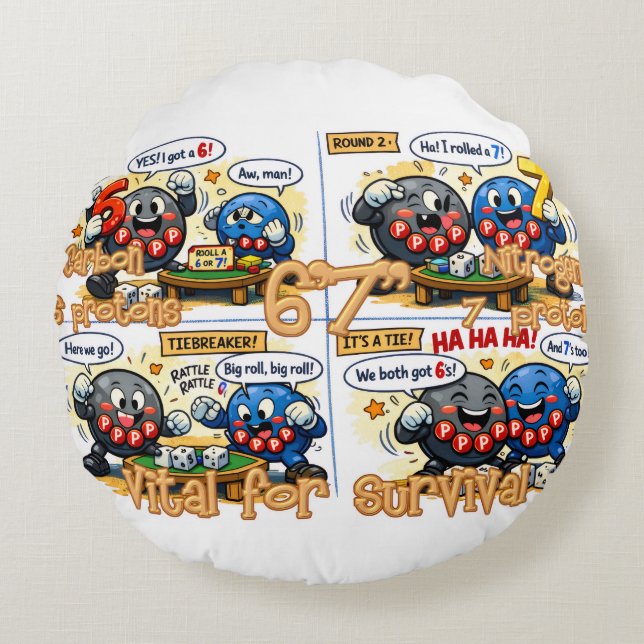 6’7” Livsviktig kemi Round Rund Kudde (Framsidan)