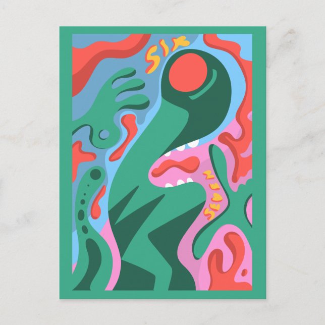 6 7 Martian alien Helg Vykort (Framsida)