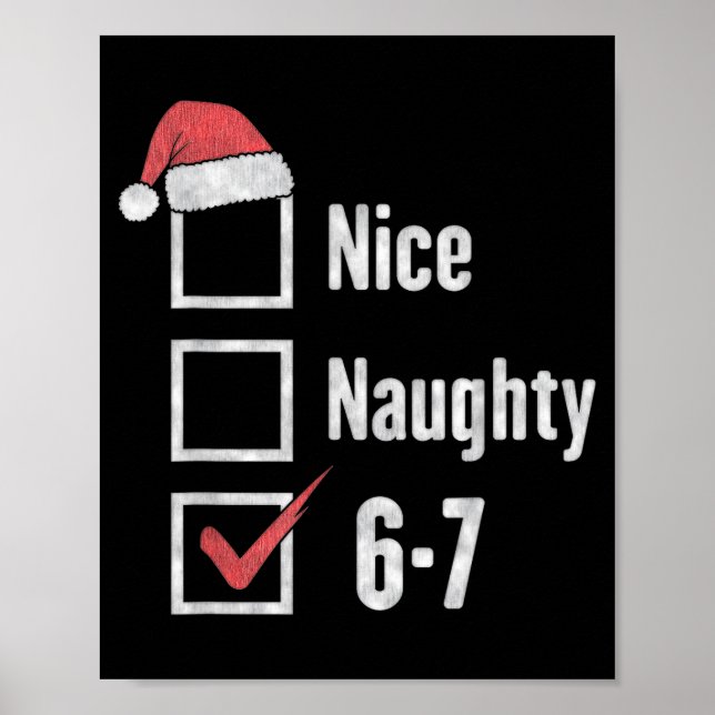 6-7 Meme Brain Rot Nice Naughty 67 Funny Christmas Poster (Framsidan)