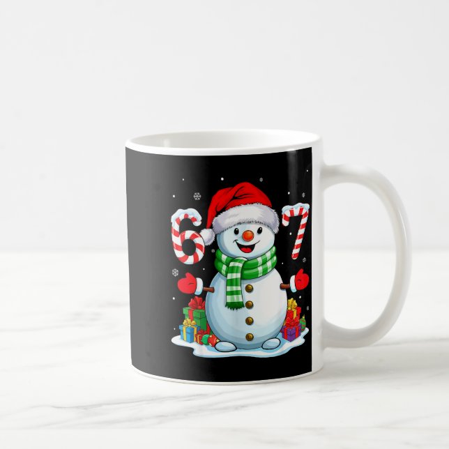 6 7 Meme Christmas Funny Snowman Six Seven 67 Men  Kaffemugg (Höger)