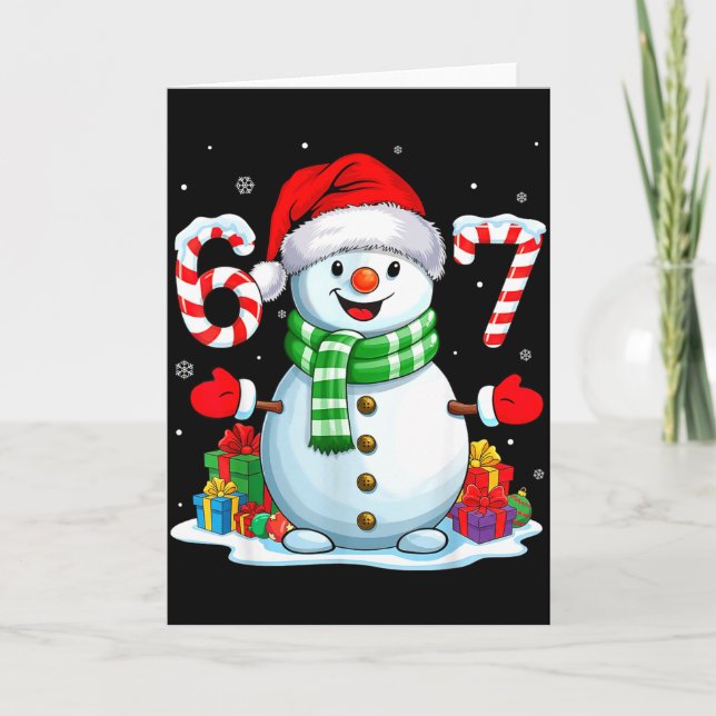 6 7 Meme Christmas Funny Snowman Six Seven 67 Men  Kort (Framsida)