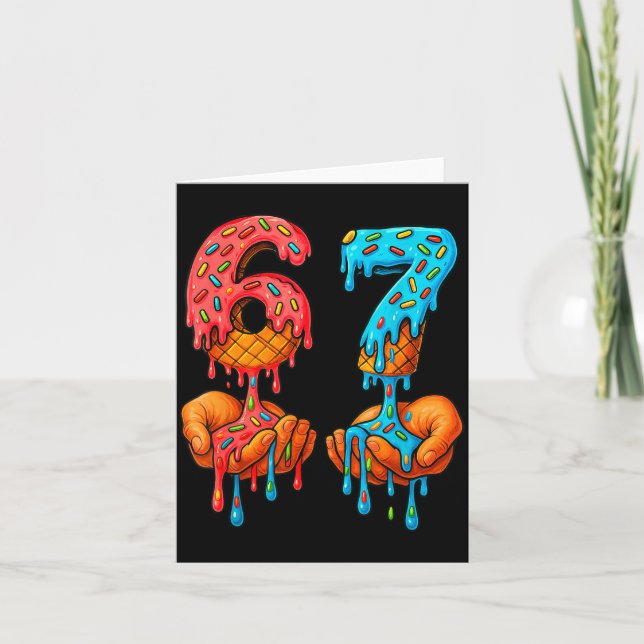 6 7 Meme Ice Cream Drip Funny Gen Alpha Slang  Kort (Framsida)