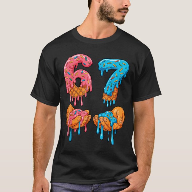 6 7 Meme Ice Cream Drip Gen Alpha Slang  T Shirt (Framsida)