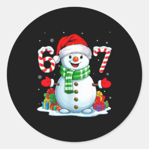 6 7 Meme jul Rolig Snöman Sex Sju 67 Män  Runt Klistermärke