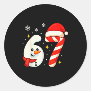 6 7 Meme jultröja 67 Sex Sju Snömannen Pojke Runt Klistermärke