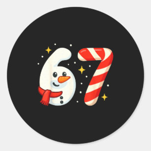 6 7 Meme jultröja 67 Sex Sju Snömannen Pojke  Runt Klistermärke