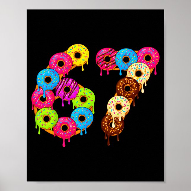 6 7 Meme Matching Love Donuts 67 Pajamas Kids Six  Poster (Framsidan)