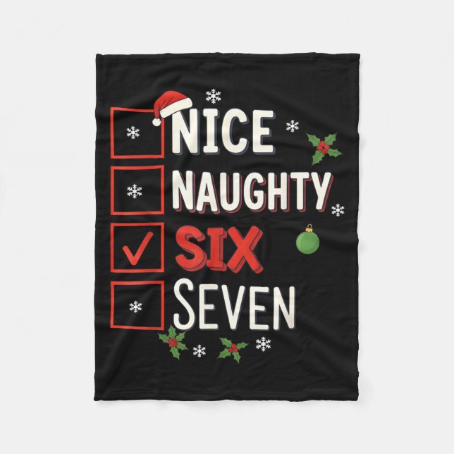 6-7 Meme Nice Naughty 67 Christmas Brain Rot Funny Fleecefilt (Framsidan)