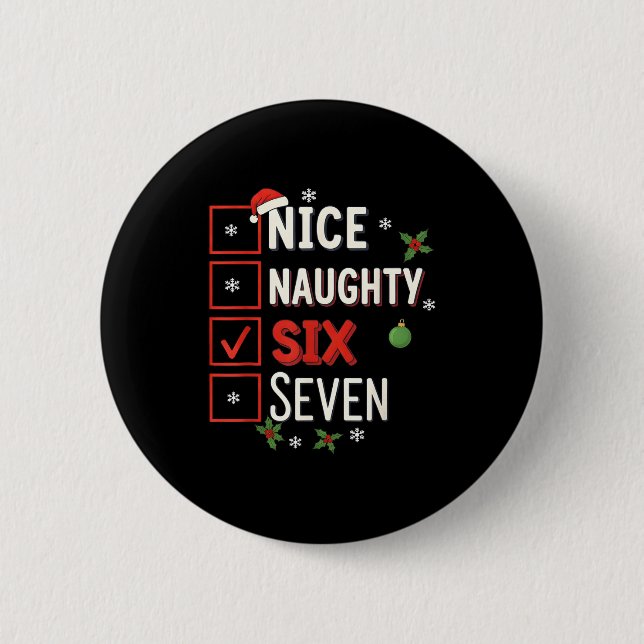 6-7 Meme Nice Naughty 67 Christmas Brain Rot Funny Knapp (Framsida)