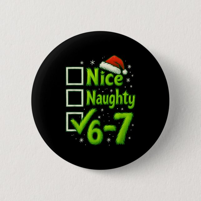 6-7 Meme Nice Naughty 67 Christmas Brain Rot Funny Knapp (Framsida)