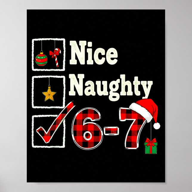 6-7 Meme Nice Naughty 67 Christmas Brain Rot Funny Poster (Framsidan)