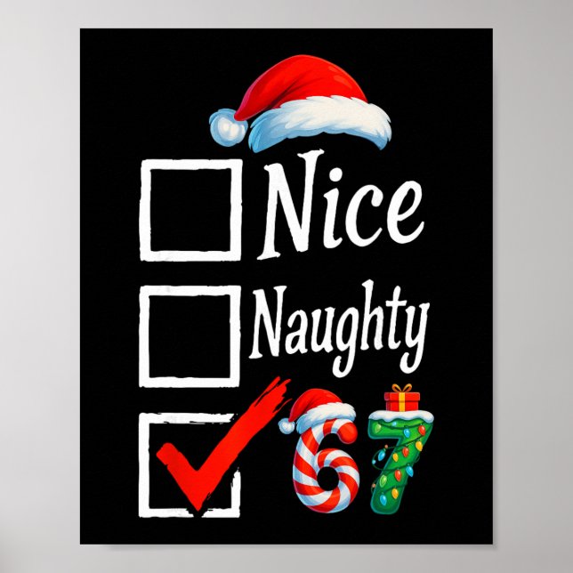 6 7 Meme Nice Naughty 67 Christmas Brain Rot Funny Poster (Framsidan)