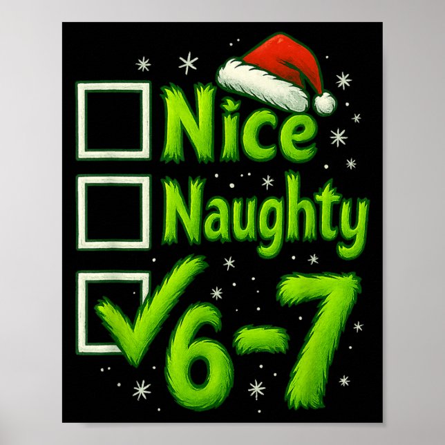6-7 Meme Nice Naughty 67 Christmas Brain Rot Funny Poster (Framsidan)