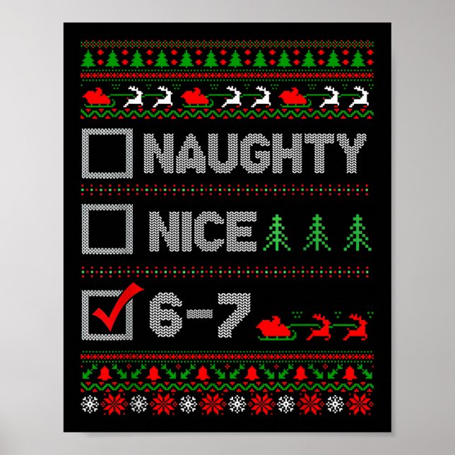 6-7 Meme Nice Naughty 67 Christmas Brain Rot Funny Poster (Framsidan)