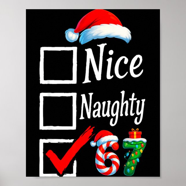 6 7 Meme Nice Naughty 67 Christmas Brain Rot Funny Poster (Framsidan)