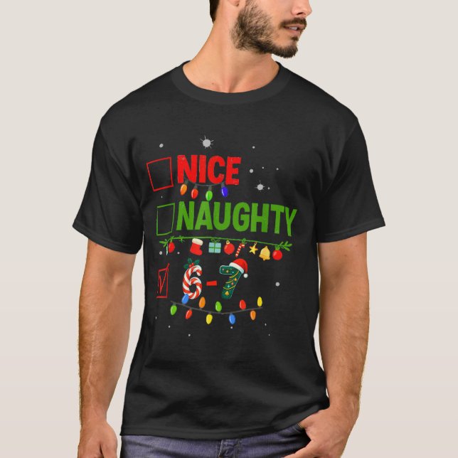6-7 Meme Nice Naughty 67 Christmas Brain Rot Funny T Shirt (Framsida)