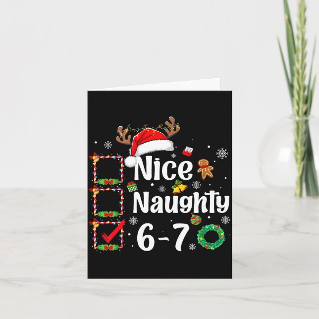 6-7 Meme Nice Naughty 67 Christmas Funny Xmas Men  Kort (Framsida)