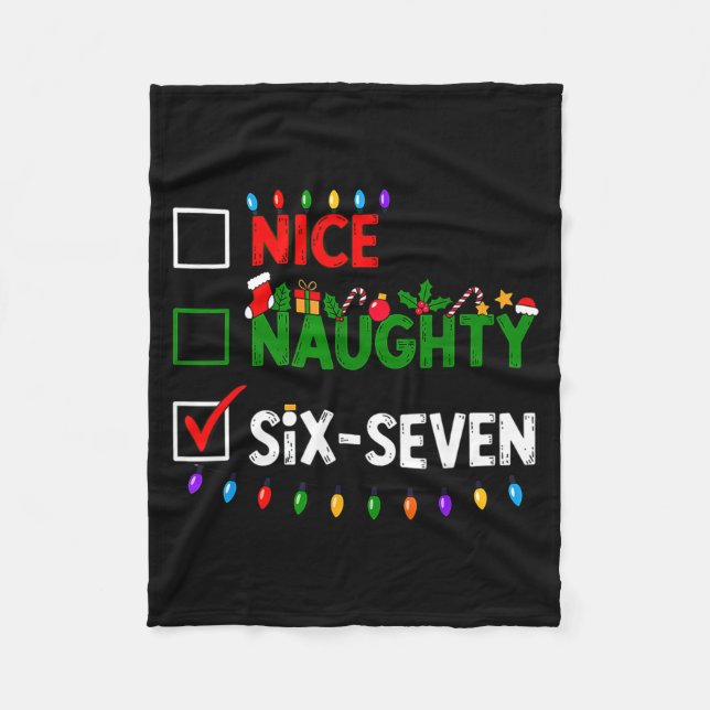 6-7 Meme Nice Naughty Six Seven 67 Christmas  Fleecefilt (Framsidan)