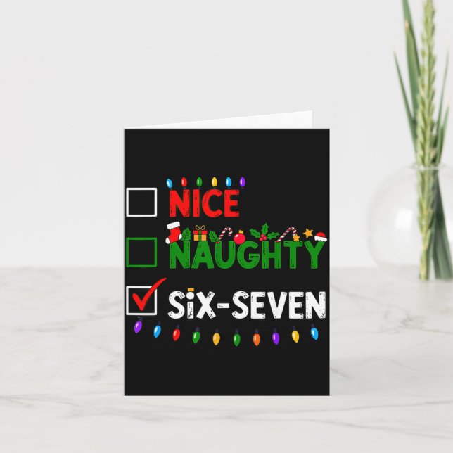 6-7 Meme Nice Naughty Six Seven 67 Christmas  Kort (Framsida)