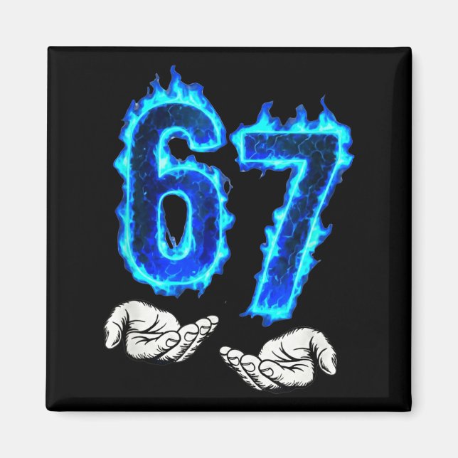 6 7 Meme Six Seven 67 Hands Meme Funny Men Girls B Magnet (Framsidan)